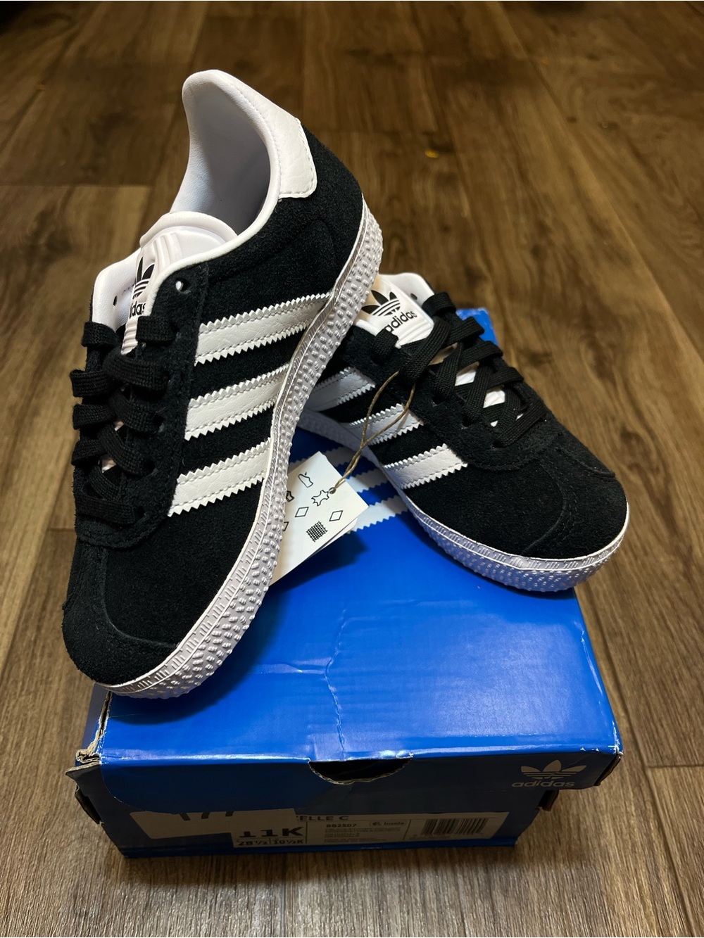 Adidas Originals Gazelle C Kids Shoes - Black/White - Size 11K (New with Tags)